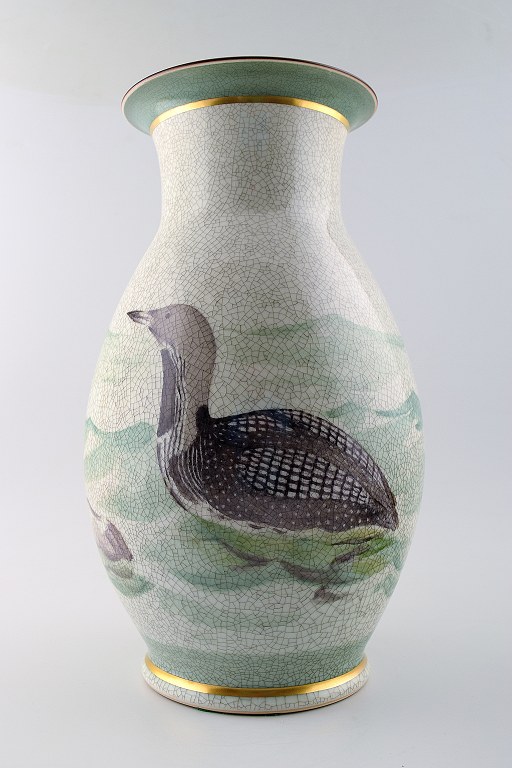 Royal Copenhagen large unique vase decorated with a diver,hand painted.