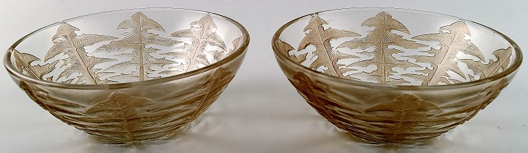 Par tidlige Art deco Lalique kunstglasskåle. Signeret: R. Lalique.