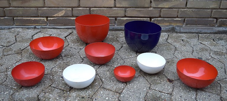 KAJ FRANCK9 skåle, emaljeret metal, Finel, Finland, 1950´erne.