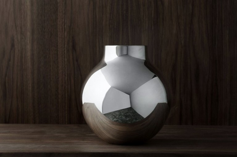 Olivia Herms for Skultuna, large Boule vase.Silver plated brass.