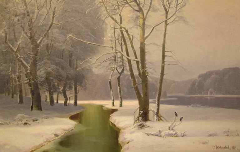 J. Holmsted, skandinavisk maler.Olie på lærred.