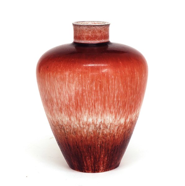Nils Thorsson for Royal Copenhagen: A Unique stoneware glazed vase. Signed. H: 18cm