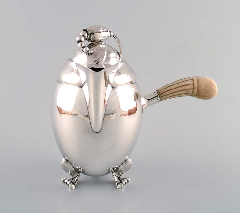 Rare Georg Jensen sterling silver Blossom chocolate pot number 2D.