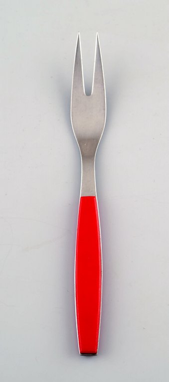 2 pcs. Cold cuts Fork. Henning Koppel. Strata cutlery in stainless steel and red plastic.