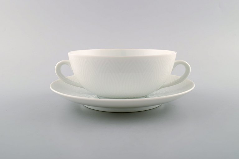 Royal Copenhagen Salto service, White.Boullion cup with saucer.