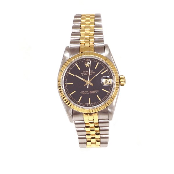 Rolex Oyster Perpetual Datejust, guld/stål, Solgt 10.04.1991. Leveres med original købsfaktura, certifikat, yder- og inderboks mv. Ref. 68273. D: 31mm. Pæn stand med små brugsspor