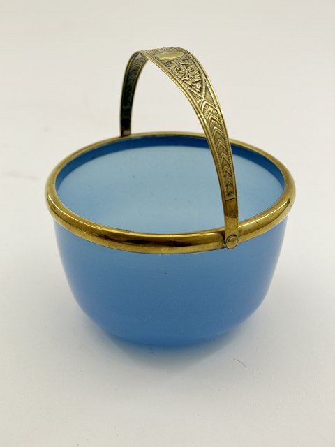Light blue sugar bowl with brass mount sold