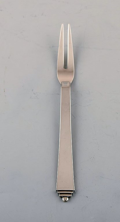 Georg Jensen "Pyramid" cold meat fork in sterling silver.