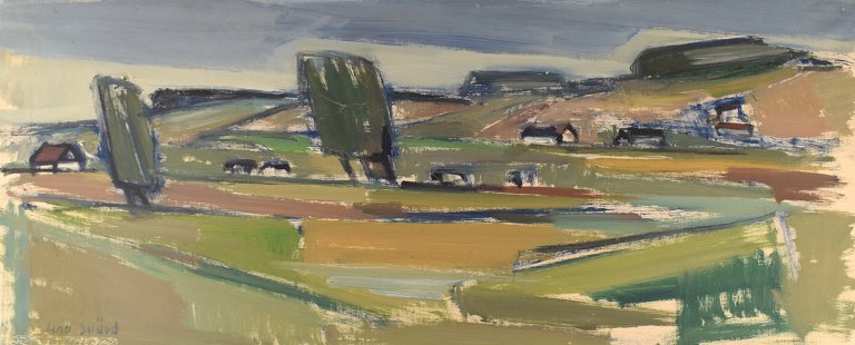 Uno Svärd (1924-2002), Sverige. Olie på lærred. Modernistisk landskab. 
1960/70