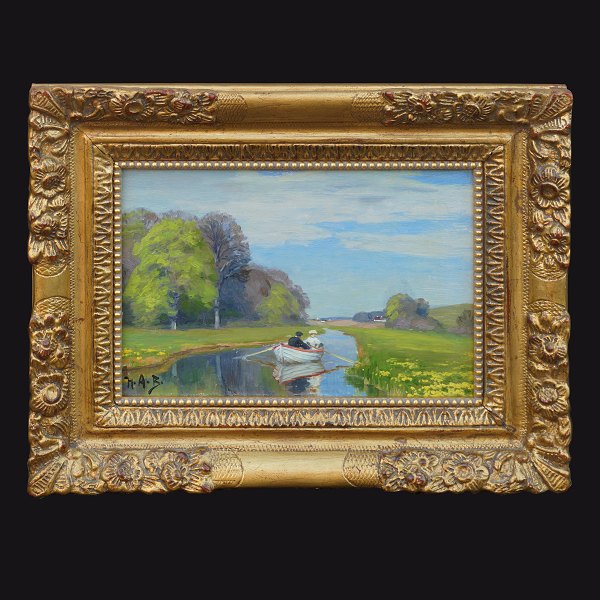 H. A. Brendekilde, 1857-1942, Öl auf Leinen. Signiert um 1920. Lichtmasse: 17,5x25,5cm. Mit Rahmen: 30x38cm