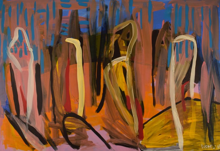 Ivy Lysdal, f 1937. Dansk keramiker og kunstmaler. Akryl på lærred. Abstrakt 
modernistisk maleri. Koloristisk palette. Dateret 2008.
