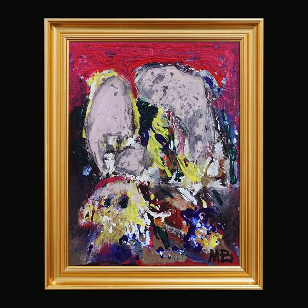 Mogens Balle maleri. Mogens Balle, 1921-88, akryl på lærred. Balle var medlem af 
COBRA-bevægelsen. Signeret. Lysmål: 47x35cm. Med ramme: 57x45cm