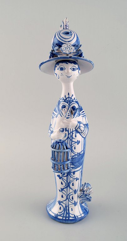 Bjørn Wiinblad unique ceramic figure. "Spring" in blue "Seasons" from 1978.