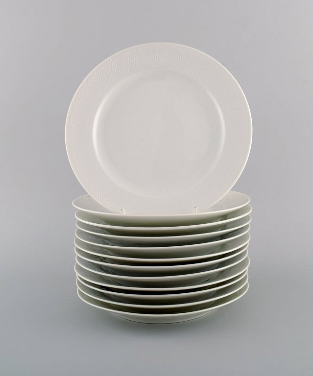 Royal Copenhagen. Salto Service, White. Twelve lunch plates. 1960s.