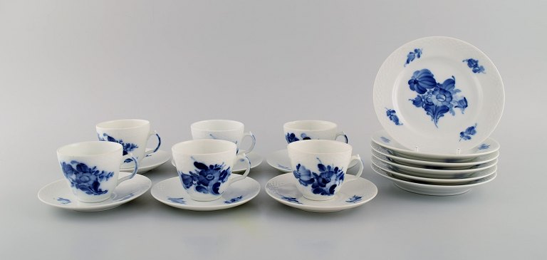 Royal Copenhagen Blue Flower Braided espresso service for six people. Mid-20th century. Model number 10/8046.