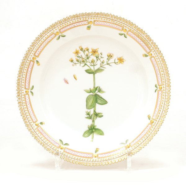 Flora Danica frokosttallerken #3550. "Hypericum quadranqulum Müll". D: 22cm