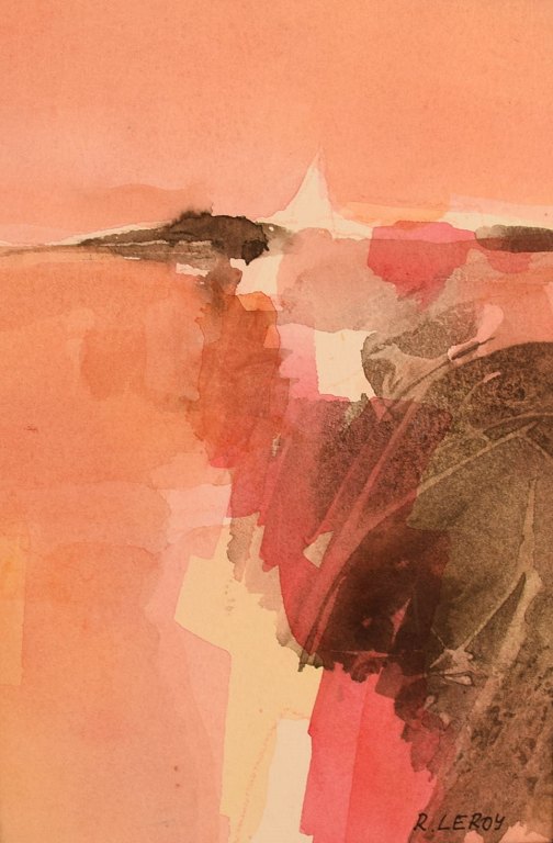 René Leroy (b. 1931), French artist. Watercolor on paper. 1980s.