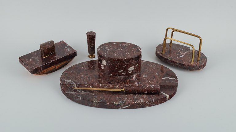 German designer, complete writing set with inkwell, letter holder, wax seal and a letter knife.