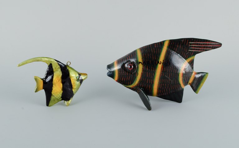 Fish in wood.French.Hand painted.