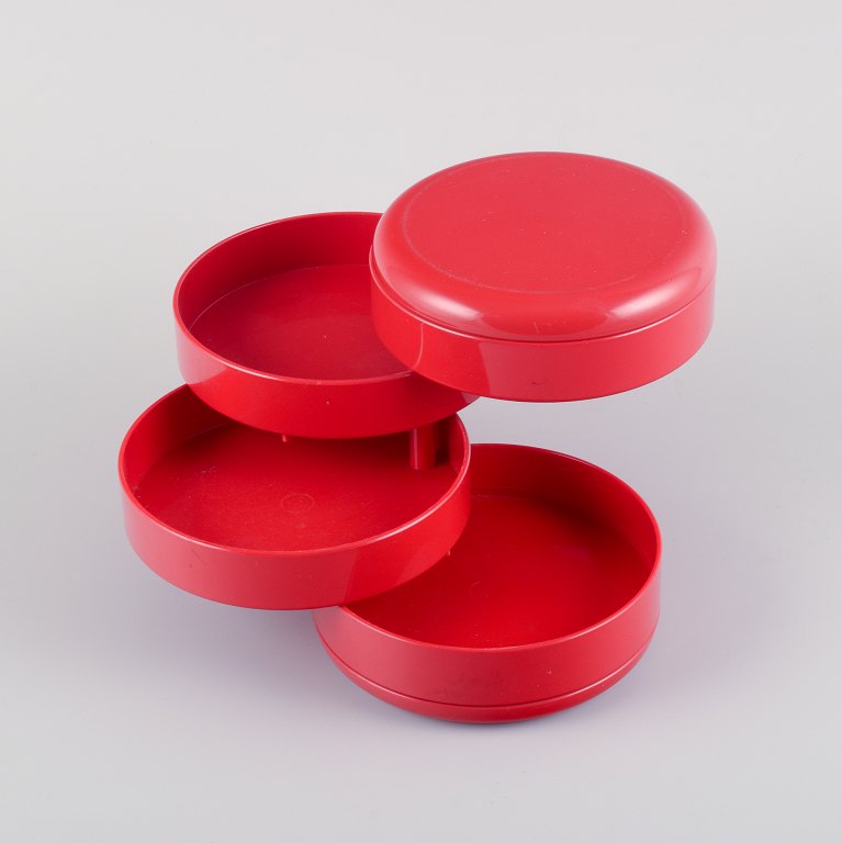 Rino Pirovano, Rexite, Italy, 900 Multiplor.Italian design. Container in red plastic with four compartments.