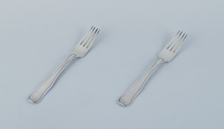 Georg Jensen Dobbeltriflet, to middagsgafler i sterlingsølv.