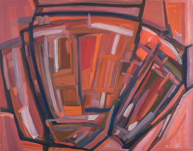 Monique Beucher (1934), French artist.Oil on canvas. Abstract composition. Colorful palette.