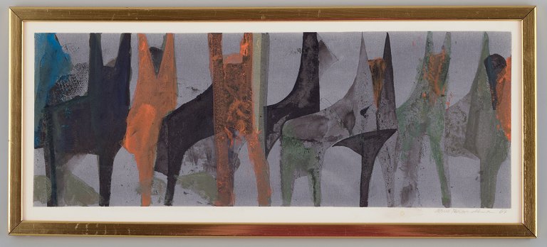 Arne Brandtman (1925-2010), Swedish artist. Color print on paper.Abstract composition.