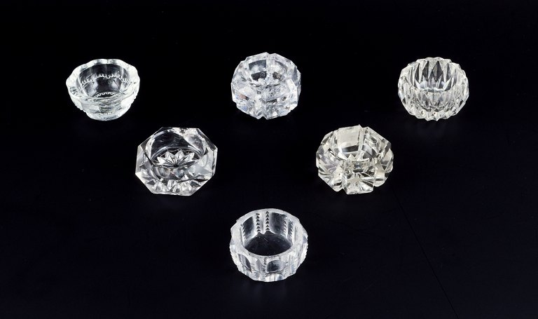 Fåglavik Glasbruk (1874-1980), Sweden.Six salt cellars in handmade clear glass.