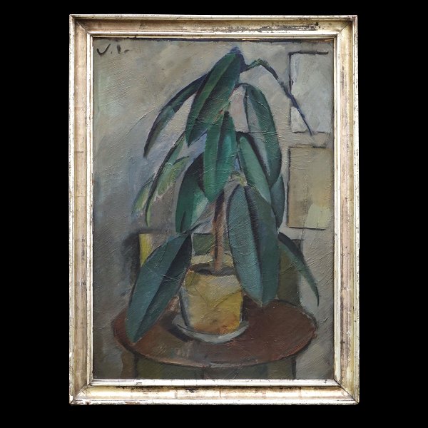 Victor Isbrand, 1897-1988, oil on canvas. Cubism composition. Signed. Exhibited 
1917 and depicted. Visible size: 69x48cm. With frame: 78x57cm