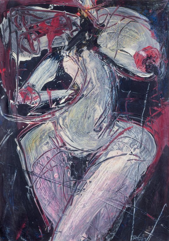 Wolfgang K. E. Lehman, tysk kunstner.Mixed media på papir.