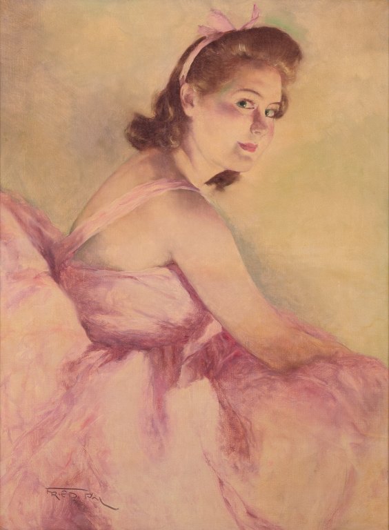 Pál Fried, Hungarian artist. Oil on canvas.Portrait of a ballerina.