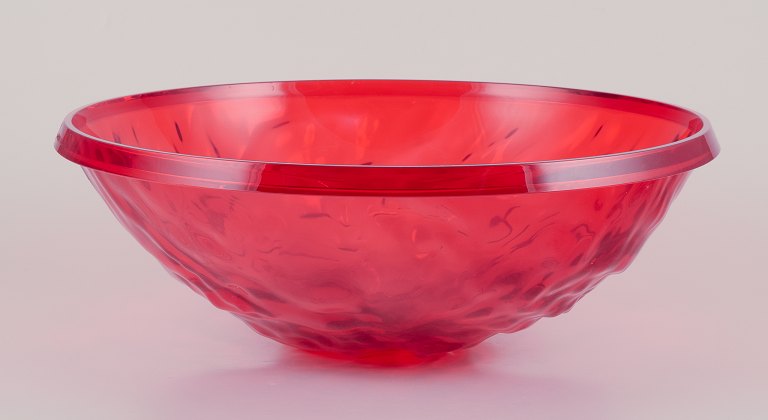 Mario Bellini for Kartell, Italy.Large "Moon" bowl in red PMMA plastic.