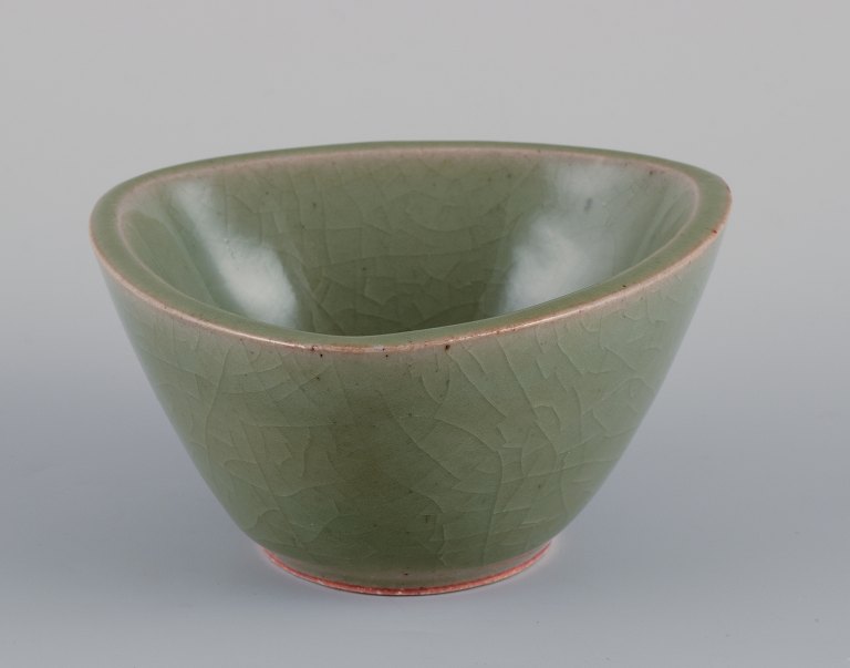 Jais Nielsen for Royal Copenhagen.Ceramic bowl in green glaze.