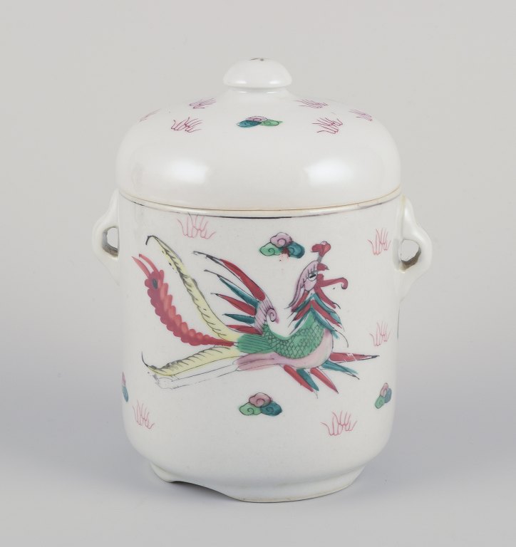 Chinese porcelain container with two lids.