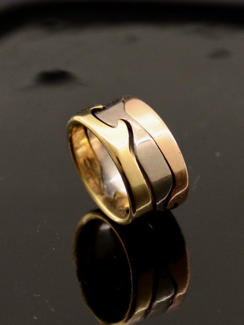 18 karat Georg Jensen fussions ring af hvid-rosa og rød guld