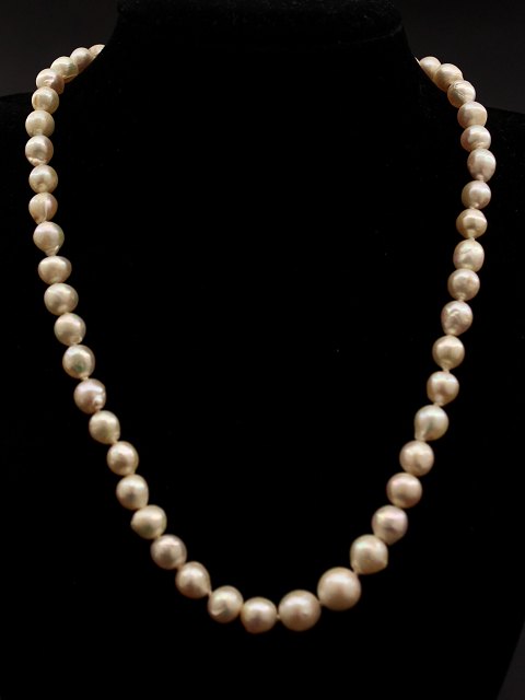 Necklace with cultured pearls and locket 14 carat gold
