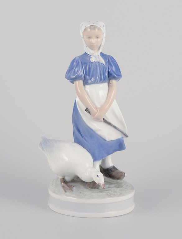 Royal Copenhagen, porcelænsfigur af gåsepige.