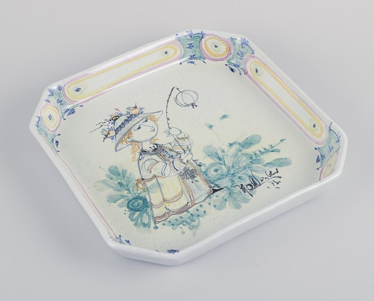 Bjørn Wiinblad for Det Blå Hus.Unique octagonal ceramic bowl/wall relief.