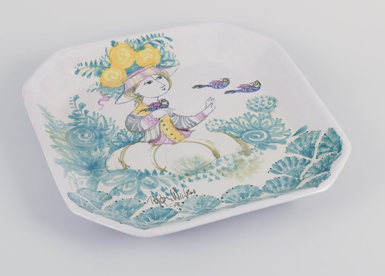 Bjørn Wiinblad for Det Blå Hus.Unika ottekantet fad/vægrelief i keramik.