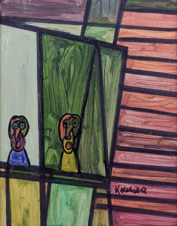 Kjell Hobjer, svensk kunstner, olie på plade.