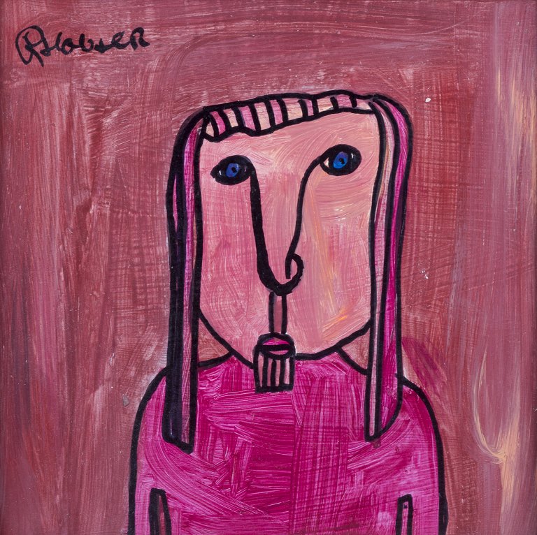 Kjell Hobjer, svensk kunstner, olie på plade.