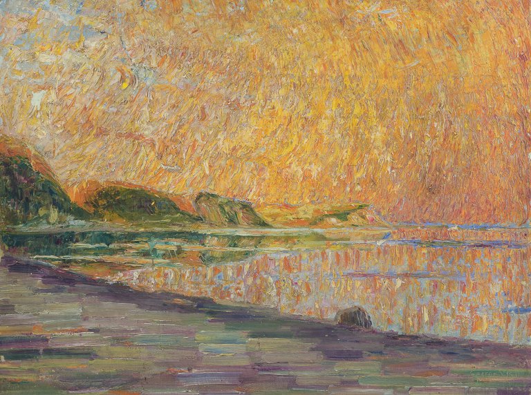 Georges Lemmen (1865–1916), tilskrevet, belgisk kunstner.
Olie på lærred opsat på plade.