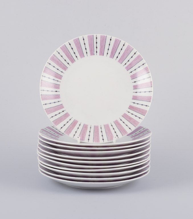 Gunnar Nylund for Rörstrand. Et sæt på elleve "Casino" desserttallerkener.