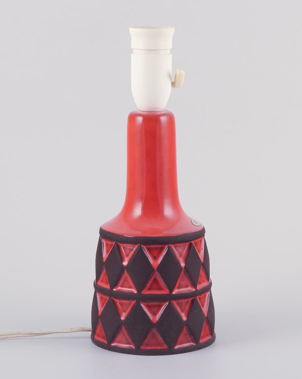 Frank Keramik, Denmark.Table lamp made of glazed stoneware.