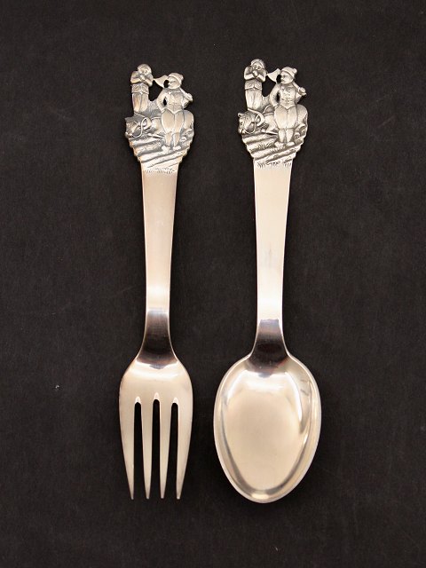 H C Andersen barne ske/gaffel 14,5 cm.