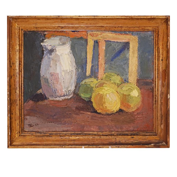 Henry Nielsen, 1907-1937, oil on plate. Stillife. Signed and dated 1927. Visible 
size: 38x49cm. With frame: 49x60cm