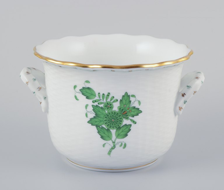 Herend, Ungarn. Chinese Bouquet Apponyi Green, urtepotteskjuler af porcelæn.