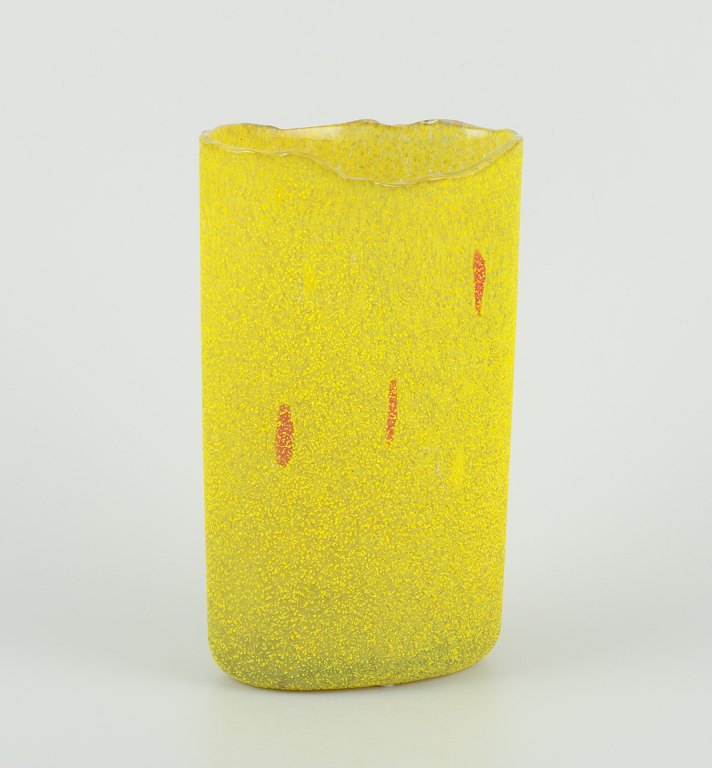 Bertil Vallien for Kosta Boda, Sweden.Unique vase of yellow art glass.