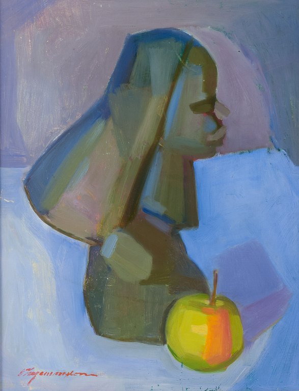 Ernst Ingemansson, svensk kunstner. 
Olie på malerplade.
Modernistisk opstilling.