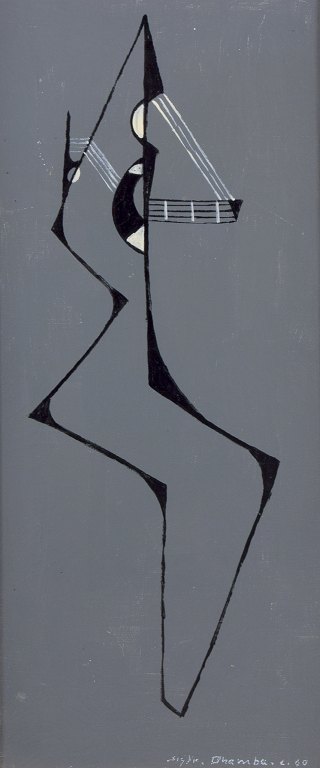 Sigfrid Bhamba, listed Swedish artist. 
Oil on canvas.
Cubist composition.